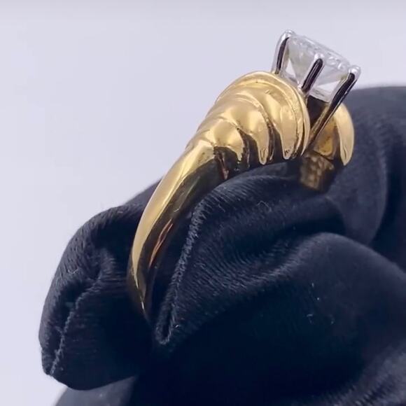 LIND 14K HGE Cubic Zirconia Vintage Costume Engagement Ring - Picture 14 of 16